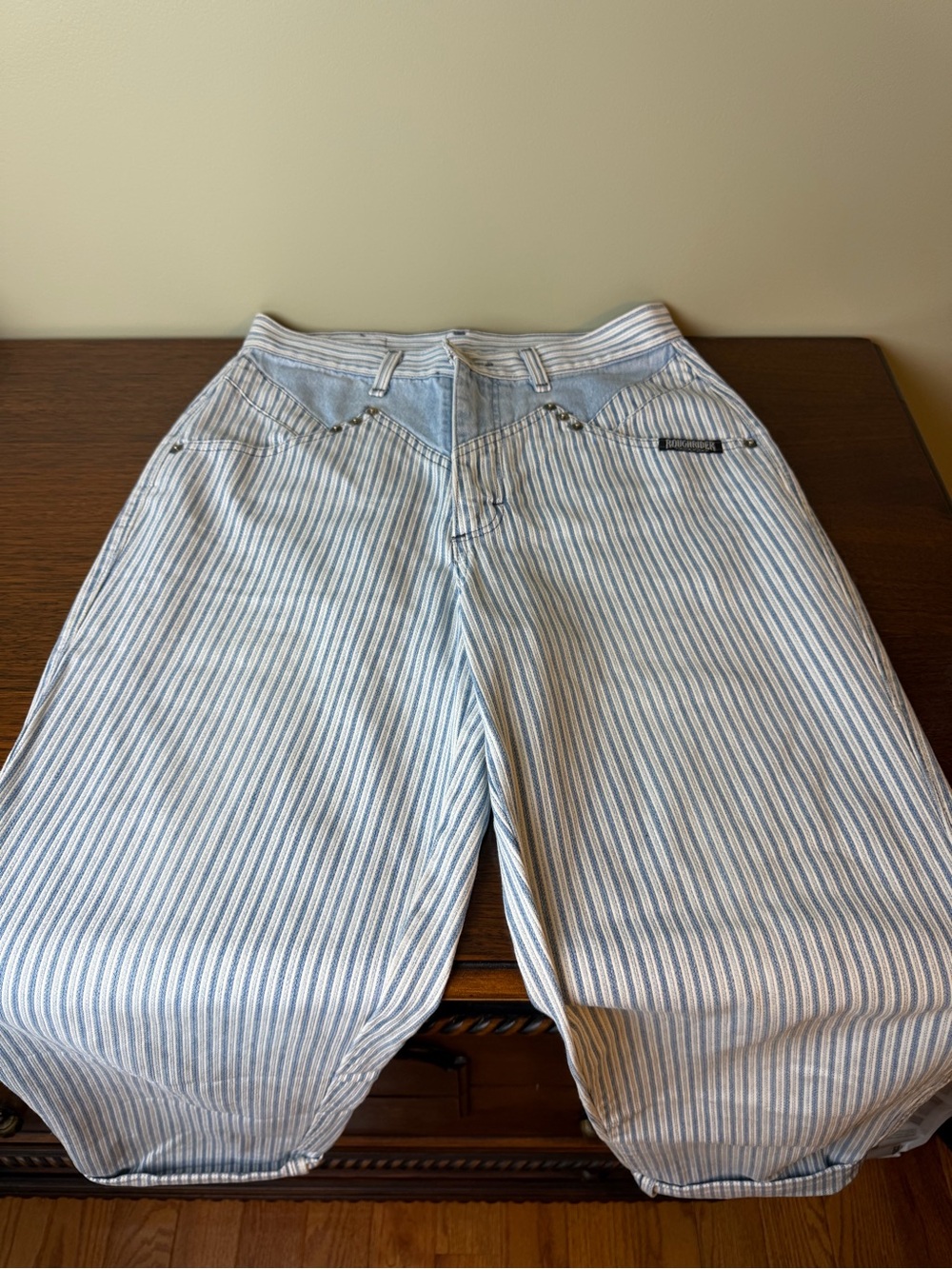 Vintage Roughrider Western Jeans Striped Studded Yoke High Waist USA 9/10